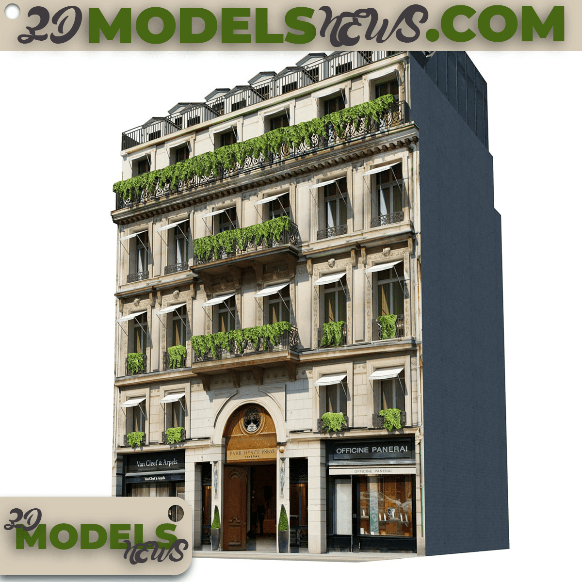 Facade for background Vol 7 Classic Hotel Model 1