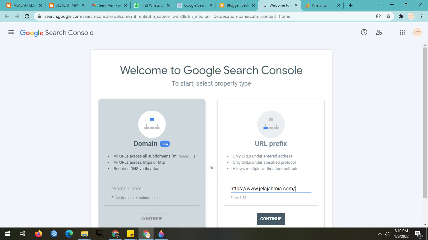 Langkah satu Google Search Console