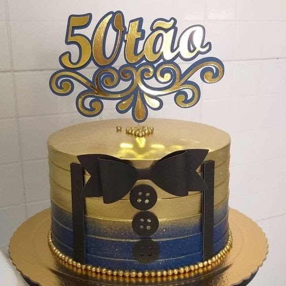 Ushinemi Topo de bolo de 50 anos – 50 decorações de aniversário para homens  e mulheres 15 x 12 cm, preto com glitter