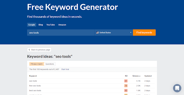 ahrefs online tool screenshot