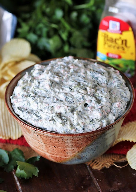 Bowl of Bacon-Ranch Dip with Spinach Image