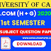 CU B.COM First Semester (Honours & General) All Subjects 2020 Question Paper | B.COM 1st Semester (Honours & General) All Subjects 2020 Calcutta University Question Paper