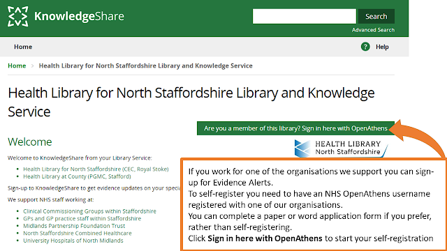 screen-shot of the Health Library KnowledgeShare page