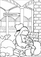 Paddington Bear coloring page at the Paddington station