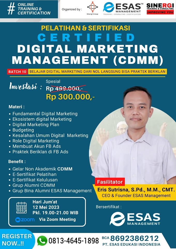 WA.0813-4645-1898 | Certified Digital Marketing Management (CDMM) 12 Mei 2023