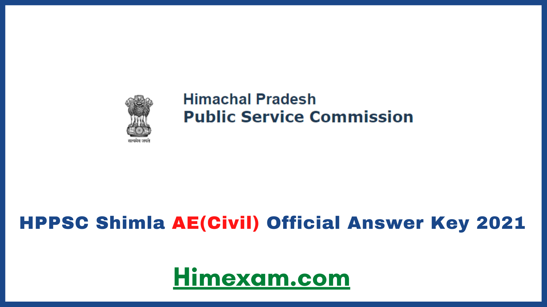HPPSC Shimla AE(Civil) Official Answer Key 2021