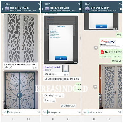 Pintu Kawat Besi Plat Cutting Laser pesanan Bpk Erdi di Tanah Baru Depok Repeat Order Kesatu