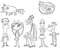 Phineas and Ferb characters coloring page