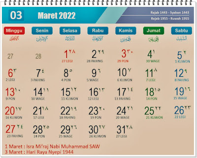 17 maret 2022 kalender islam