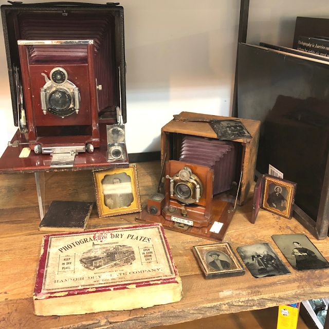 Historic photography artifacts added charm.