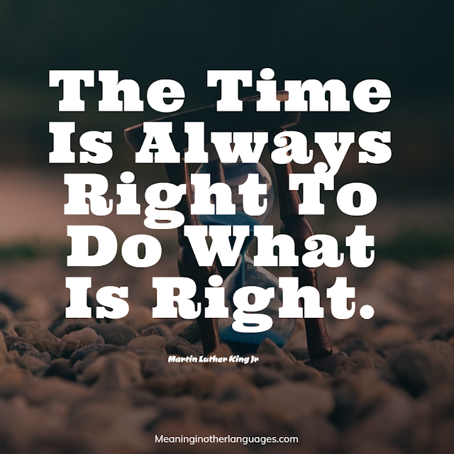 The Time Is Always Right To Do What Is Right Meaning in Hindi and English