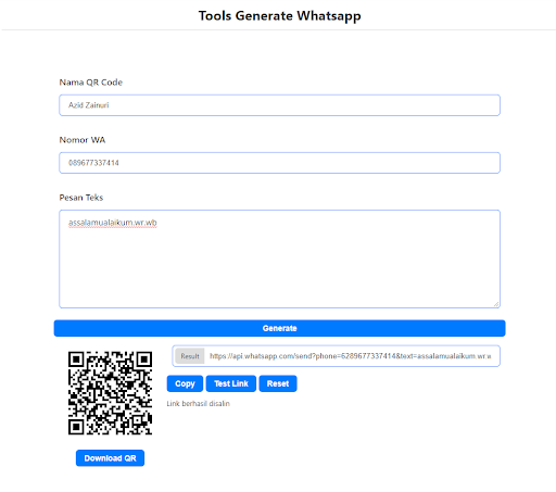 Cara Membuat Tools Generator Whatsapp Support QR Code