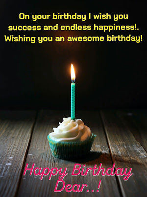 Blue candle on cupcake,Happy Birthday wishes.