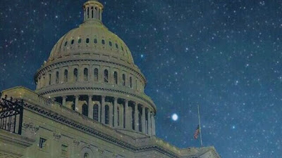 U.S. Capitol. Public domain image, digitally modified with night stars.