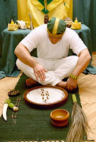 A Lucumi man performing a religious ritual