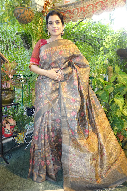 Pen kalamkari sarees on tussar silk