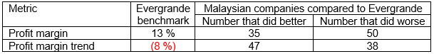 Evergrande profit margin parameters