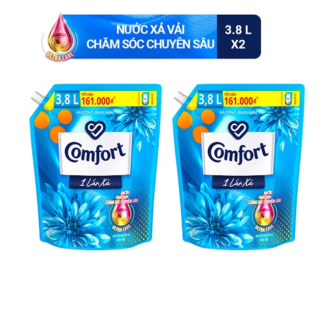 Mall Shop [ unilever_vietnam ] Combo 2 túi nước xả làm mềm vải Comfort Chăm sóc Chuyên sâu Đậm đặc Một lần xả túi 3.8L