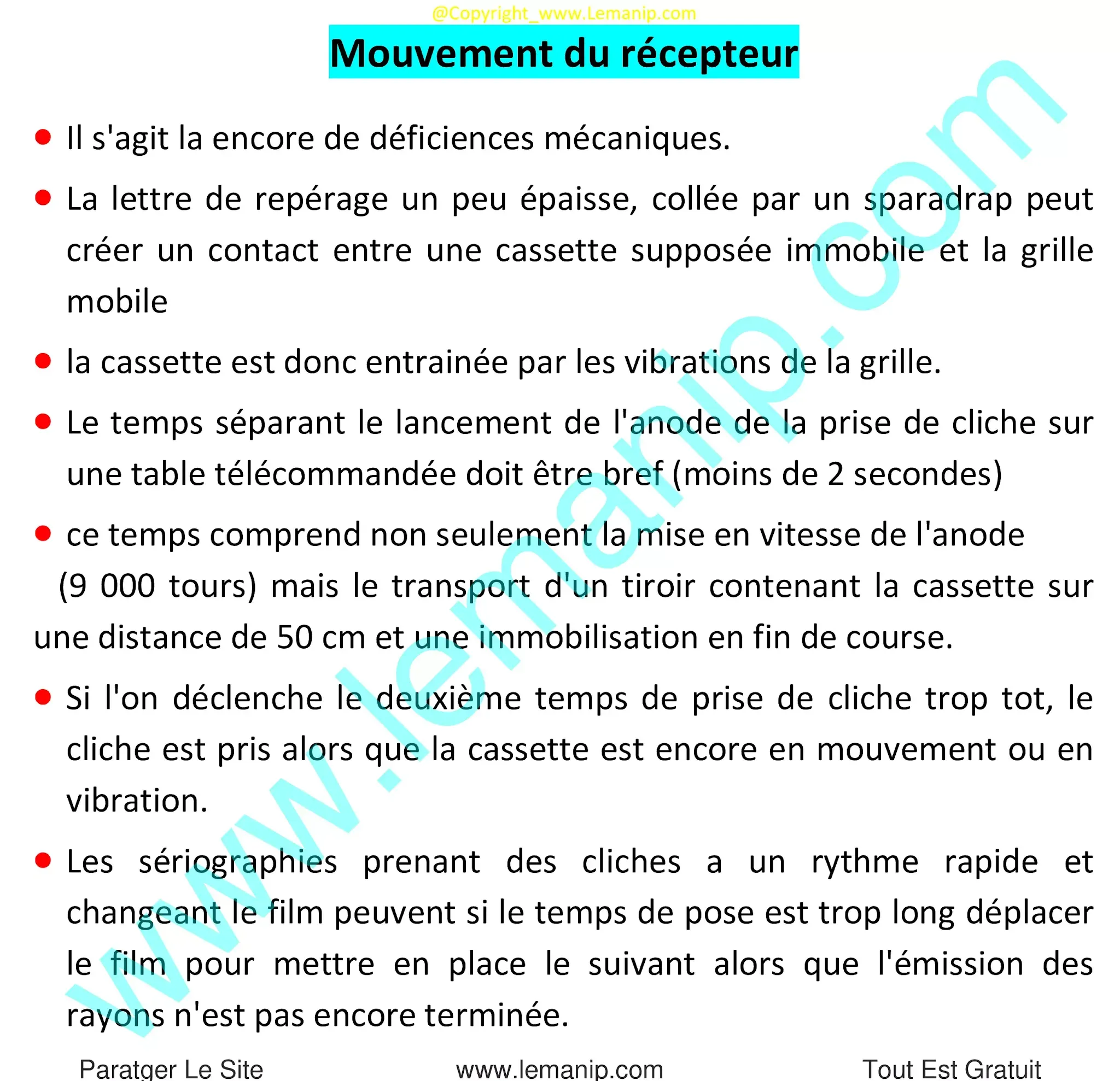 Mouvement du récepteur