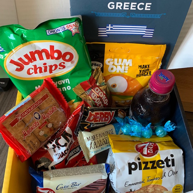 Greece themed Snack Surprise box