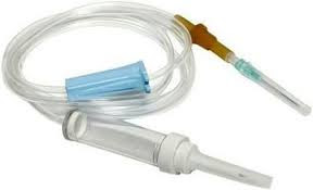 The disposable infusion extension line is used in the body to provide saline, insulin, and glucose.