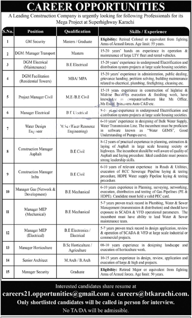 Construction Company Mega Project Superhighway Jobs 2022