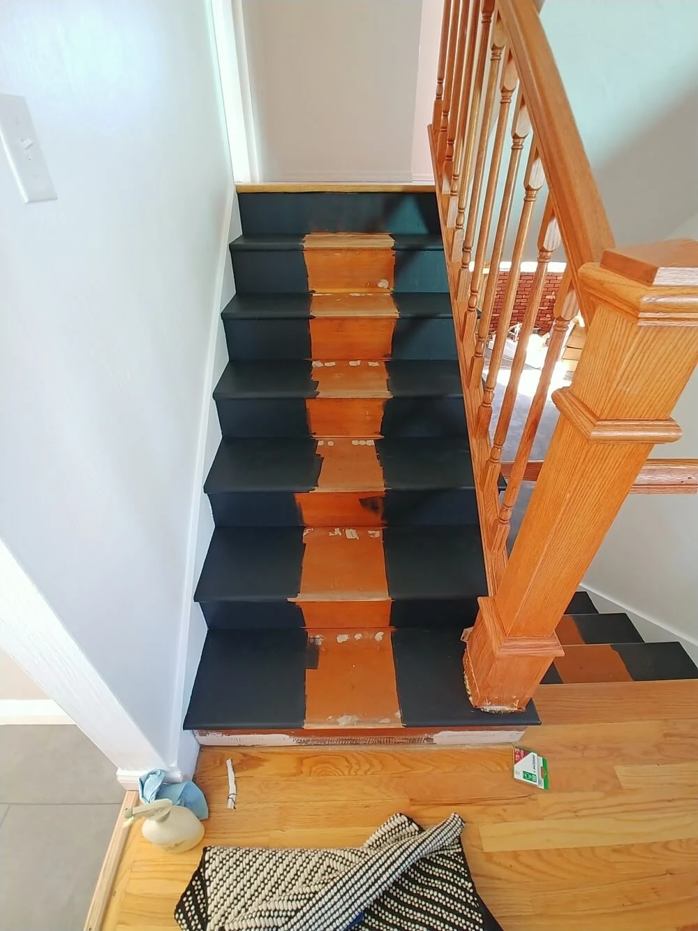 DIY Stair Runner from Throw Rugs