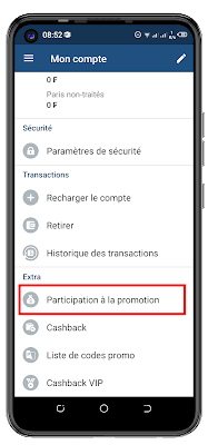 capture: Participation à la promotion 1xbet