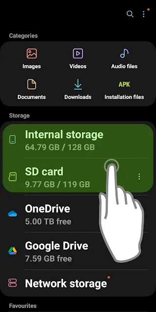 Internal Storage and SD Card in My Files Picture