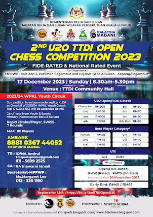 2nd TTDI U20 Open Chess Competition 2023 (FIDE & National-Rated)