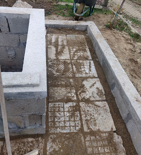 Paving slabs across the top
