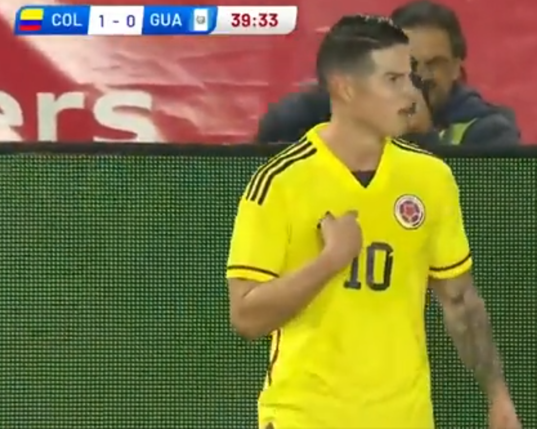 James Rodríguez: gesto desafiante en gol con Colombia ante Guatemala: Se señaló el pecho varias veces e hizo la seña de ser el número un