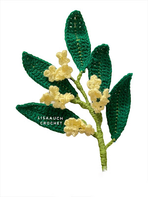 Crochet leaf’s with small flowers ( Laurel)