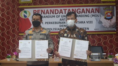 Kapolda Banten Tandatangani MoU Pengamanan Dengan Obvitnas  PTPN VIII