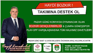 Bozkır Belediye Başkanı, Halkı Play-Off Maçına Destek Olmaya Çağırdı.