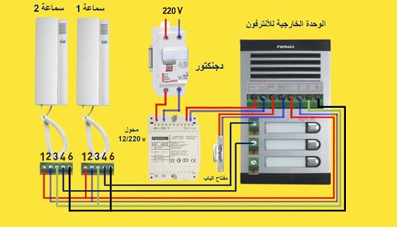 الدائرة الكهربائية لجهاز الانترفون