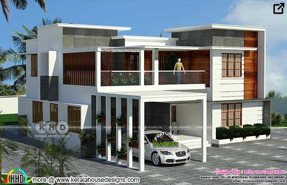 Side view of a flat roof style contemporary house