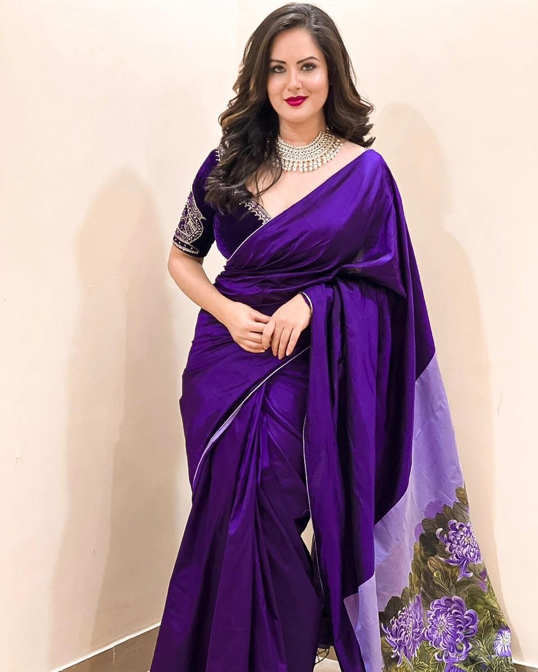 Unleashing the Beauty of Puja Banerjee's Purple Saree Look: Inspiration for Your Next Event
