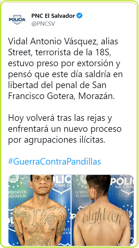 El Salvador: Detienen al pandillero alias «Street» afuera del penal de San Francisco Gotera, Morazán