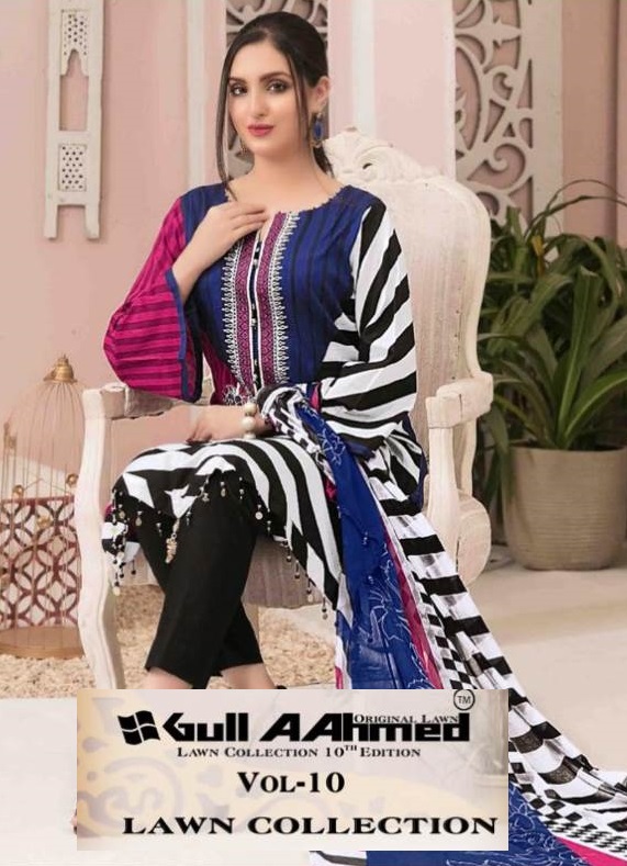 Gull ahmed vol 10 lawn Pakistani Dress