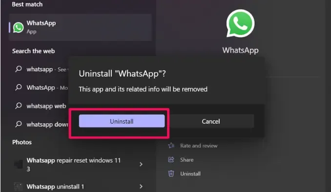 إلغاء تثبيت Whatsapp 2