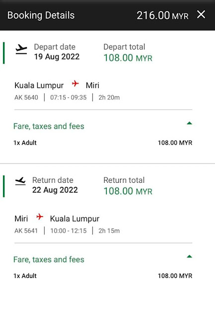 Kuala Lumpur - Miri : Pergi Balik RM216