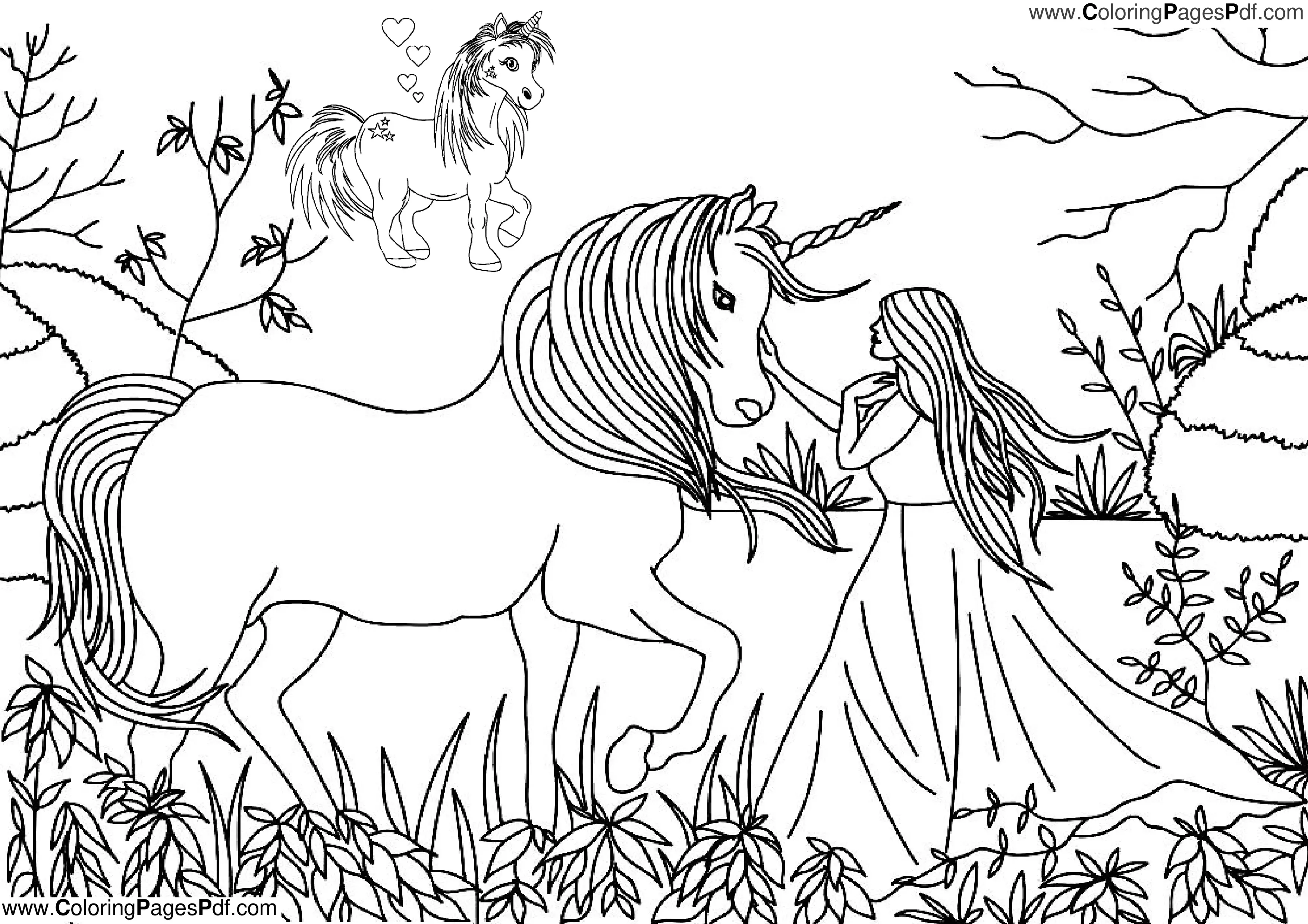 Unicorn Girl Coloring pages
