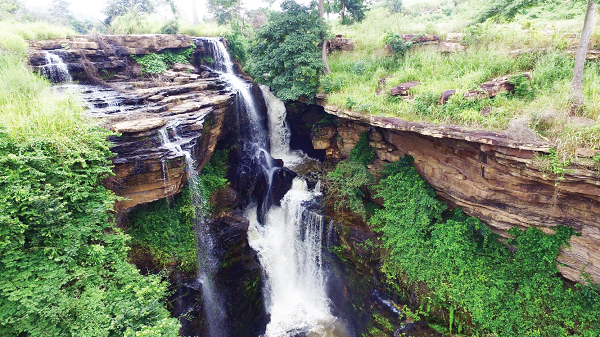 The beautiful Akaa Waterfall located in the Eastern Region of Ghana.