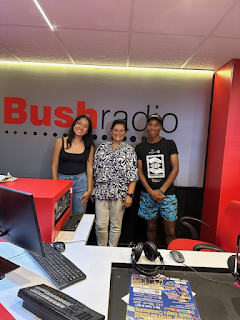 Stevie, Janine, and Khusi in the Bush Radio studio