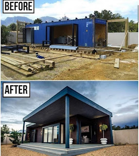 Antes y después de casas en contenedores