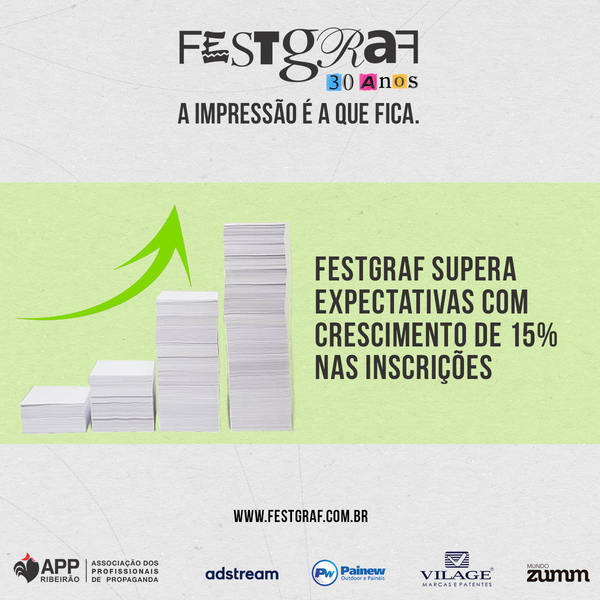 O FestGraf 2021 – um dos festivais de mídia impressa mais importantes do país – superou as expectativas, com crescimento de 15% nas inscrições. A campanha com o mote “A impressão é a que fica” foi criada pela Agência Arena Marketing de Ribeirão Preto.