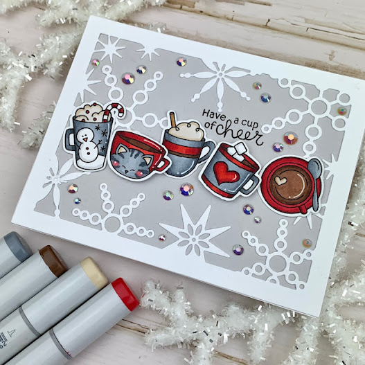 Have a cup of cocoa by Meghan features Cup of Cocoa by Newton's Nook Designs; #inkypaws, #newtonsnook, #coffeelovers, #holidaycards, #cardmaking