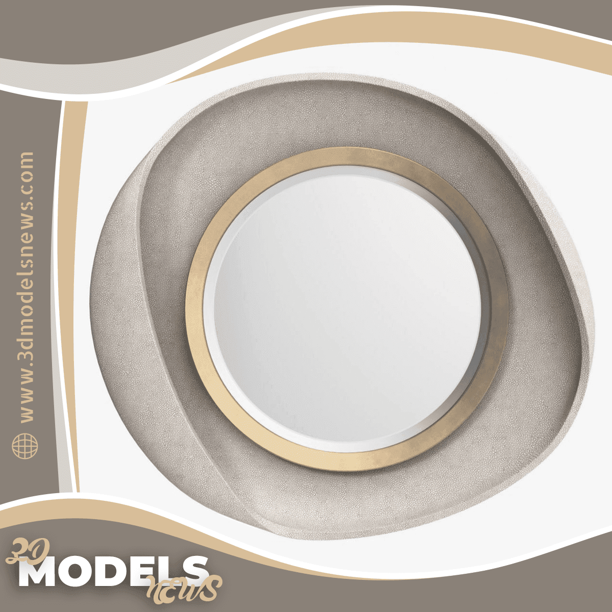 Petal mirror model in cream shagreen