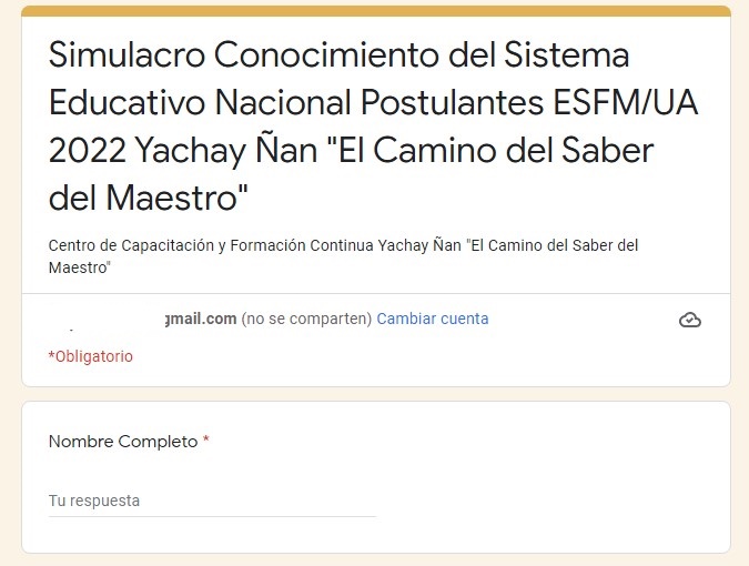Simulacro Conocimiento del Sistema Educativo Nacional Postulantes ESFMUA